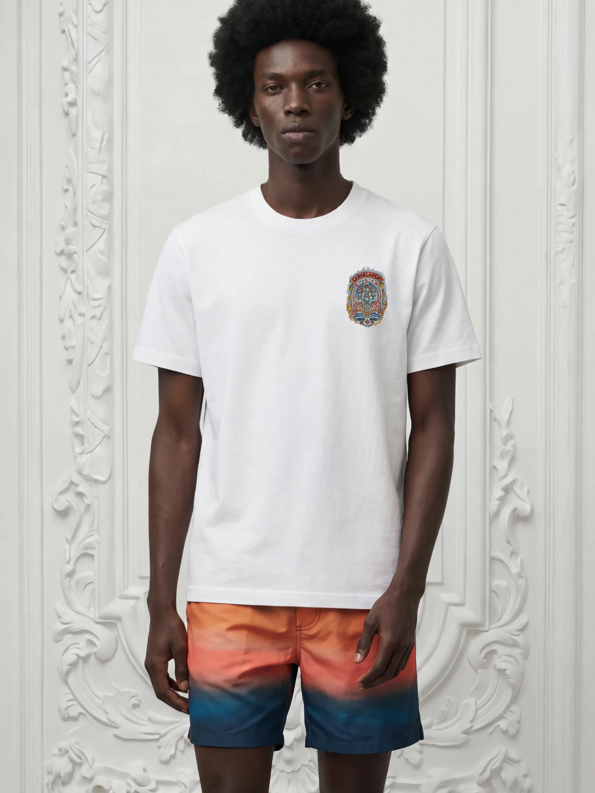 CASA Colorful Crest Inspire Men Tshirt - White