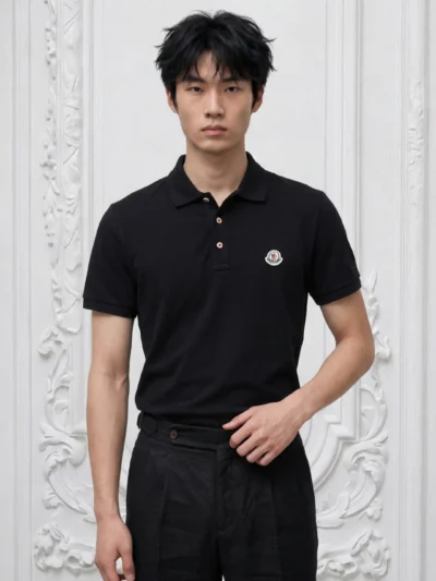 MNCLR Logo Patch Polo Inspire Men Black Tshirt