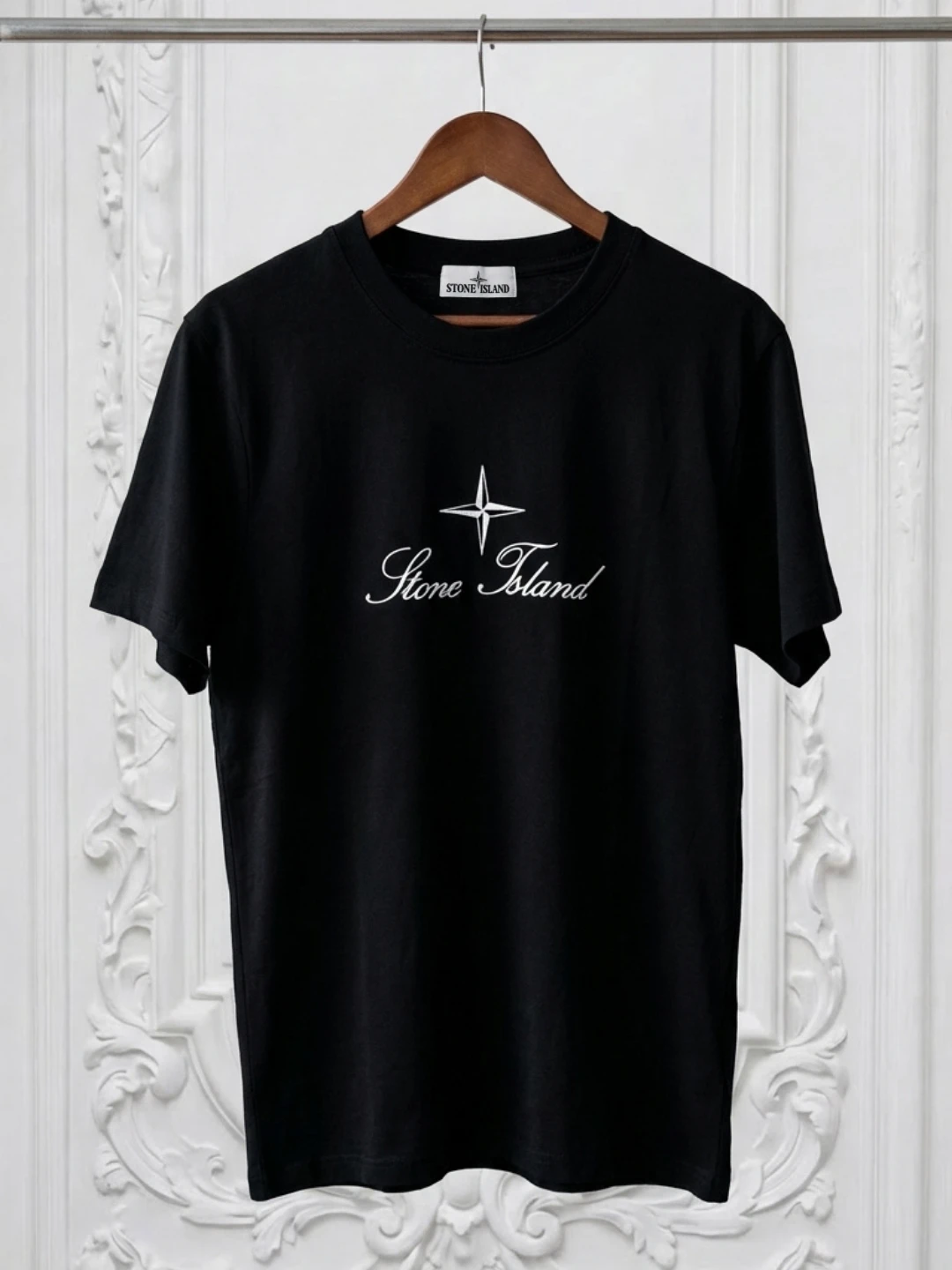 Stone Island Script Logo Inspire Man Black Tshirt